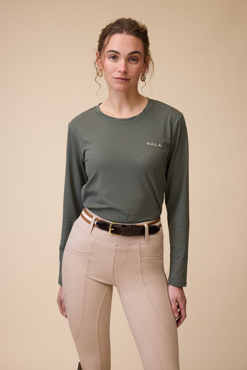 Mesh Long Sleeve Tee - Olive