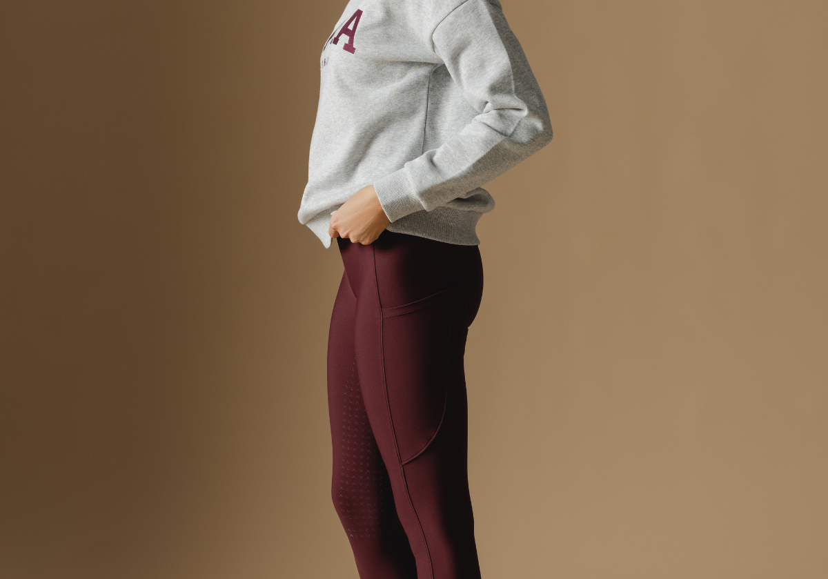 Deep Cherry Active Everyday Riding Leggings - Side