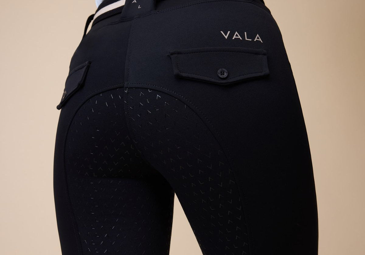 VALA Breeches Knee Grip Black Back with logo