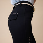 VALA Breeches Knee Grip Black Side with logo