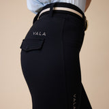 VALA Breeches Knee Grip Black Side with logo