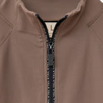 Cloudline 1/2 Zip Long Sleeve Top in Taupe – Close-Up of Front Zipper