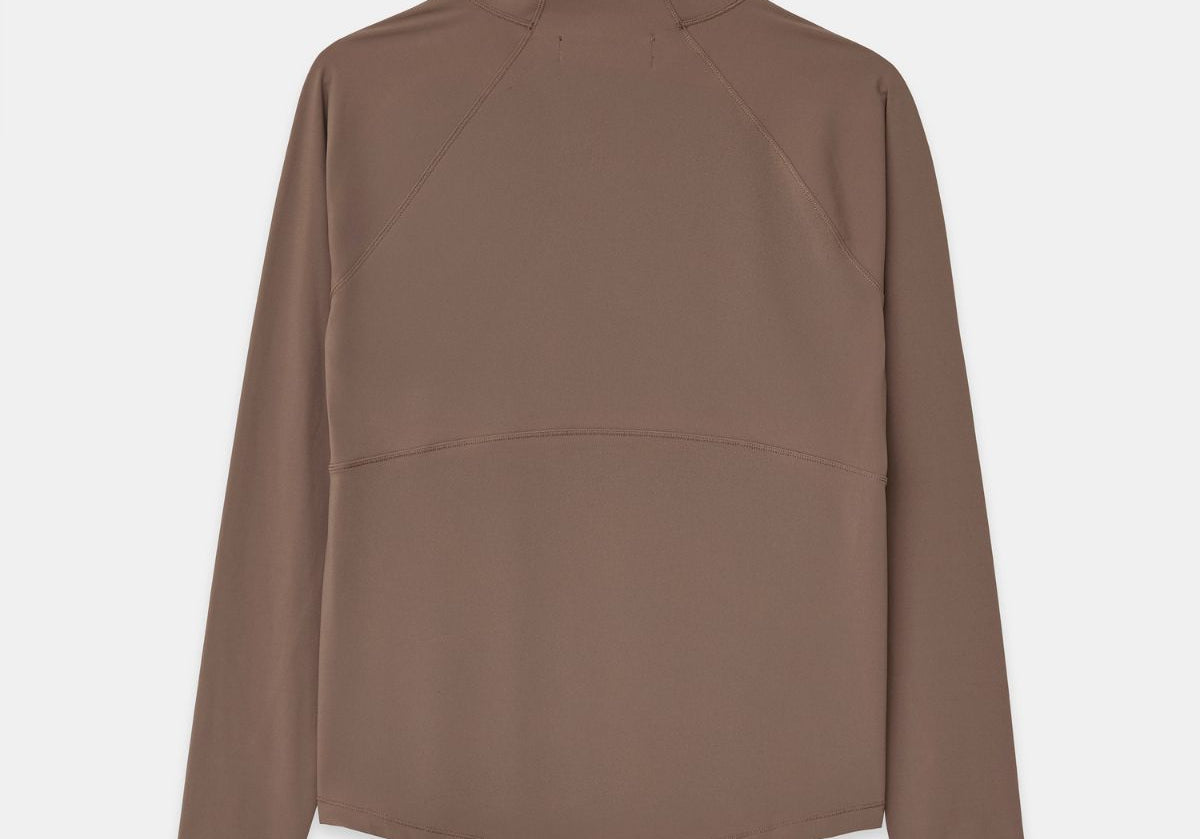 Cloudline 1/2 Zip Long Sleeve Top in Taupe – Back View