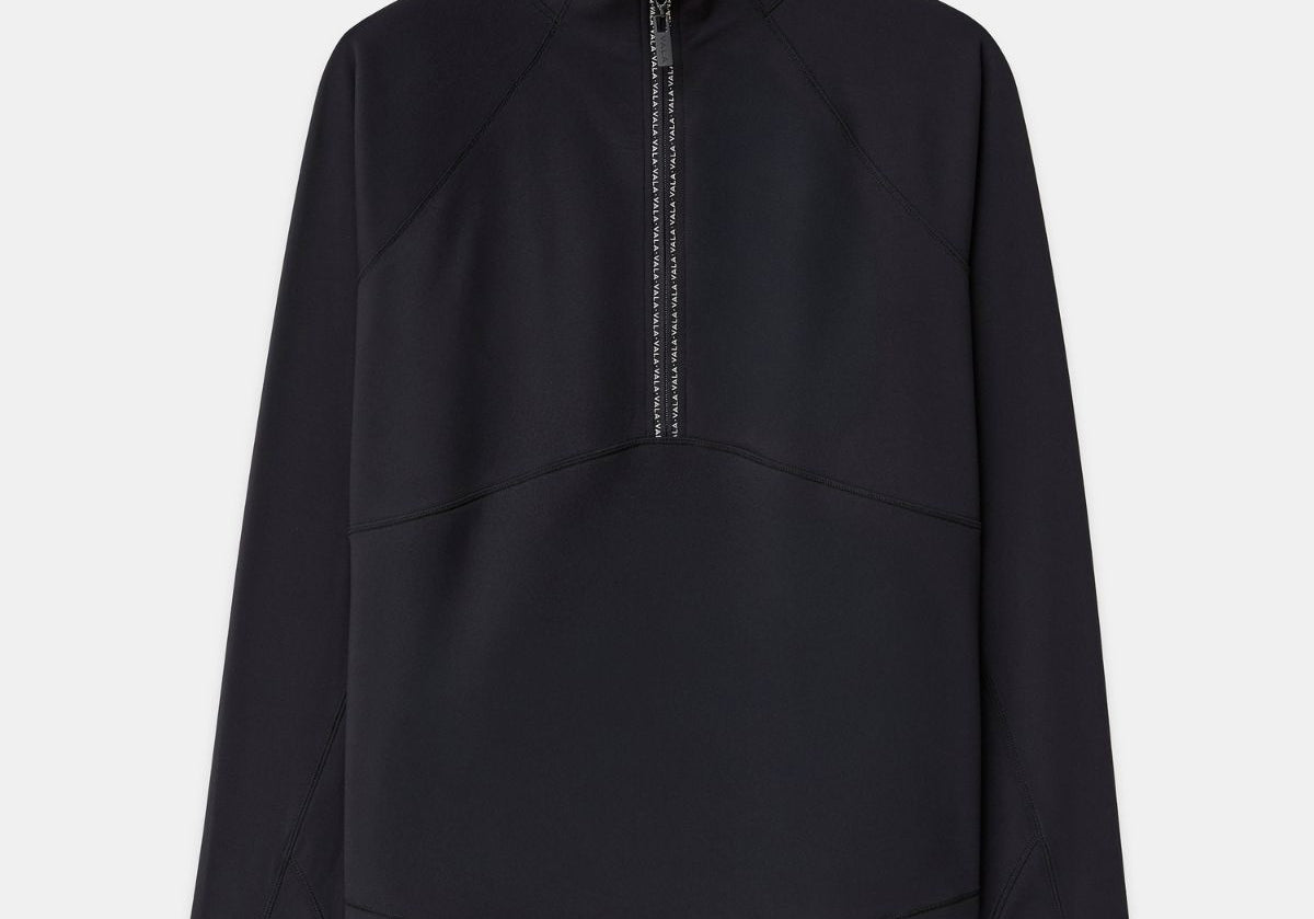 Cloudline 1/2 Zip Long Sleeve Top in Black – Front View