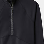 Cloudline 1/2 Zip Long Sleeve Top in Black – Close-Up of Front Zipper and Seam Detail