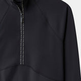 Cloudline 1/2 Zip Long Sleeve Top in Black – Close-Up of Front Zipper and Seam Detail