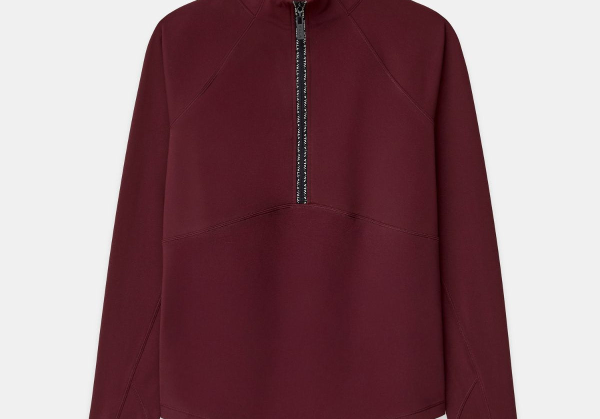 Cloudline 1/2 Zip Long Sleeve Top in Deep Cherry – Front View