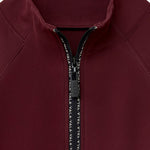 Cloudline 1/2 Zip Long Sleeve Top in Deep Cherry – Close-Up of Front Zipper