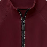 Cloudline 1/2 Zip Long Sleeve Top in Deep Cherry – Close-Up of Front Zipper