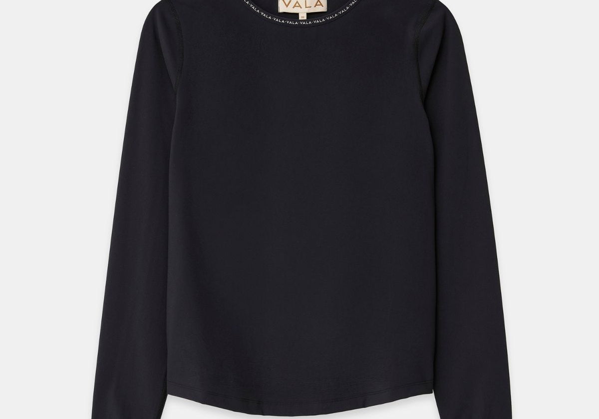 Cloudline Long Sleeve Top in Black – Front View