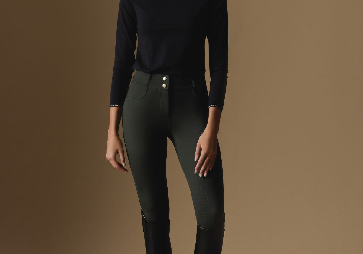 Black Cloudline Long Sleeve Top with riding pants – Front