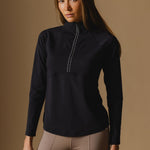 Black Cloudline 1/2 Zip Long Sleeve Top  – Front