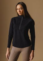 Black Cloudline 1/2 Zip Long Sleeve Top  – Front