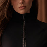 Black Cloudline 1/2 Zip Long Sleeve Top with zipper details