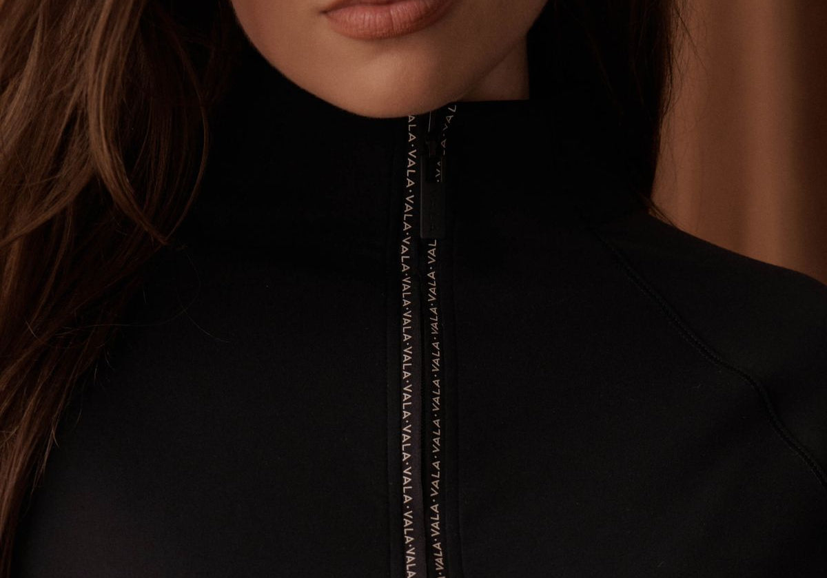 Black Cloudline 1/2 Zip Long Sleeve Top with zipper details