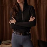 Black Cloudline Long Sleeve with open zipper and VALA branding.