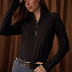 Black Cloudline Long Sleeve with open zipper 