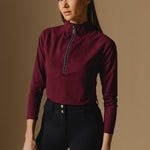 Deep Cherry Cloudline 1/2 Zip Long Sleeve Top - Front View