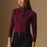Deep Cherry Cloudline 1/2 Zip Long Sleeve Top - Front View