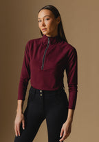 Deep Cherry Cloudline 1/2 Zip Long Sleeve Top - Front View