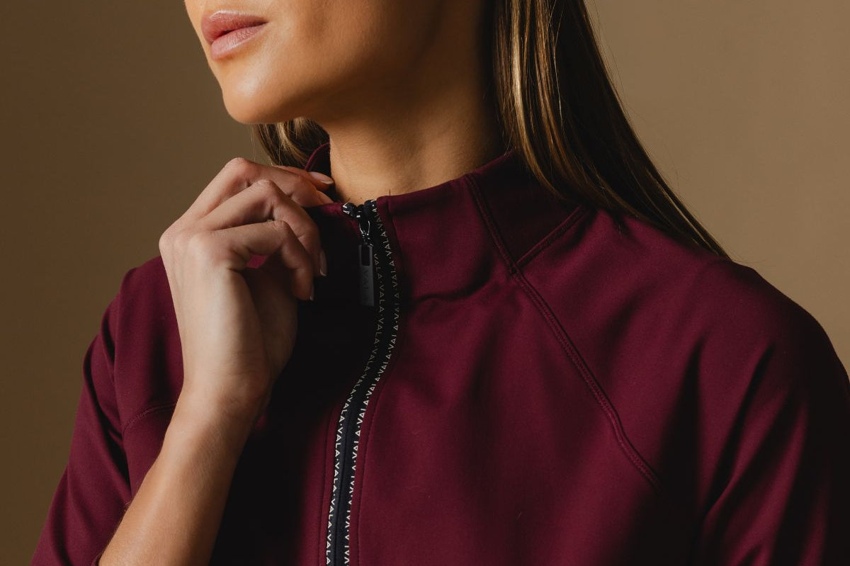 Cloudline 1/2 Zip Long Sleeve Top in Deep Cherry – Details