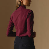 Cloudline 1/2 Zip Long Sleeve Top in Deep Cherry – Back 