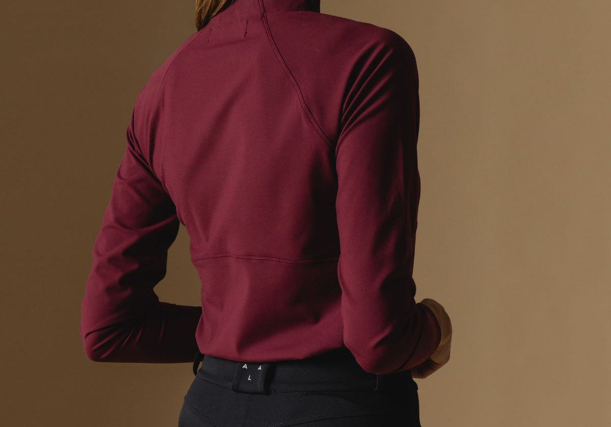 Cloudline 1/2 Zip Long Sleeve Top in Deep Cherry – Back 