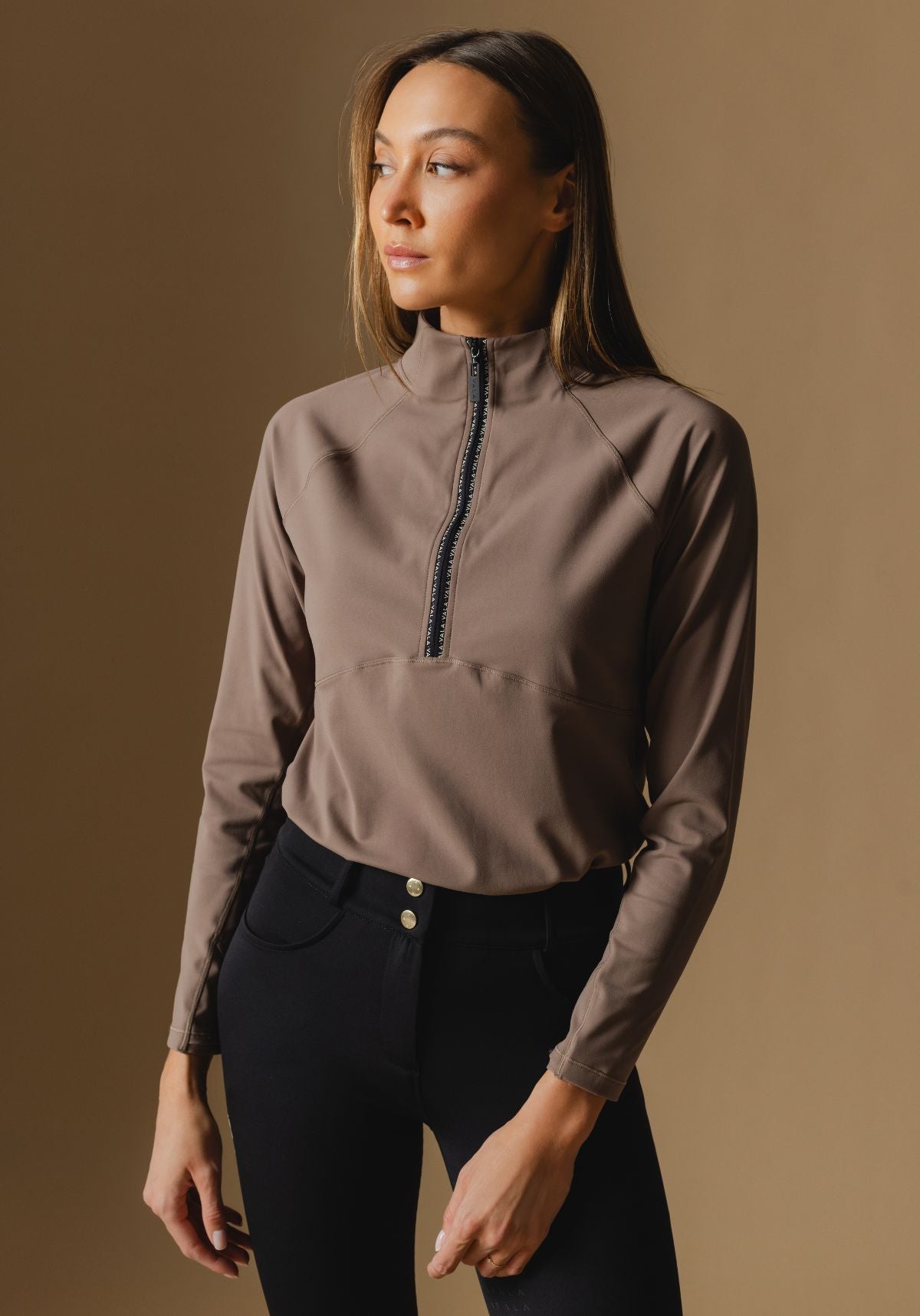 トップス LONER Cloudline 1/2 Zip L/S Top - Taupe - Vala