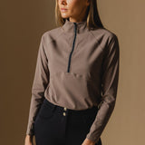 Cloudline 1/2 Zip Long Sleeve Top in Taupe – Front 