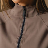 Cloudline 1/2 Zip Long Sleeve Top in Taupe – Front Zipper