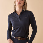 Connected Long Sleeve Polo in Navy - Details