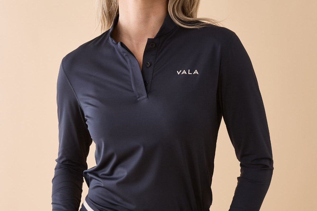 Connected Long Sleeve Polo in Navy - Details