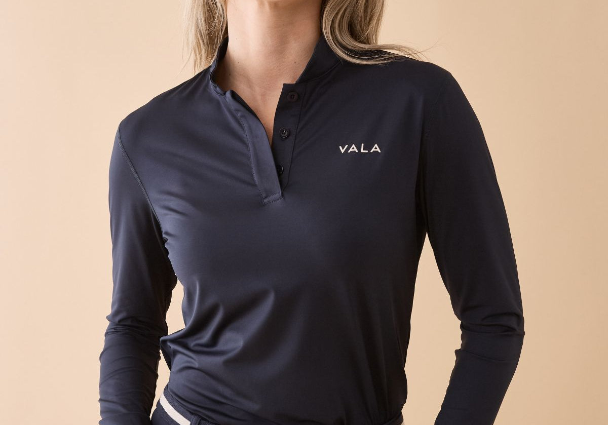 Connected Long Sleeve Polo in Navy - Details