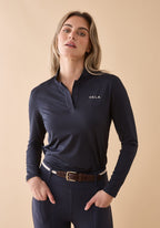 Connected Long Sleeve Polo in Navy - Details