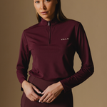 Deep Cherry Elsa Mesh Long Sleeve Zip Top 