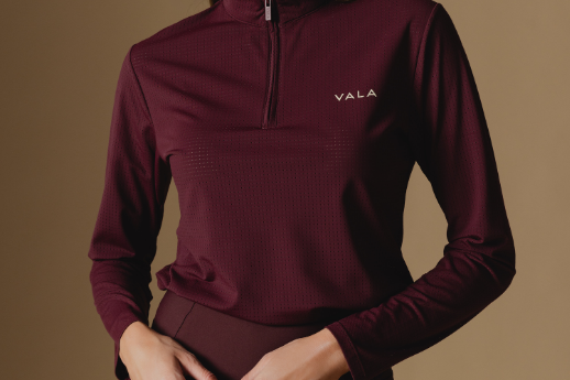 Deep Cherry Elsa Mesh Long Sleeve Zip Top 