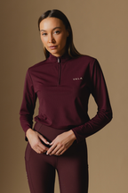 Deep Cherry Elsa Mesh Long Sleeve Zip Top 