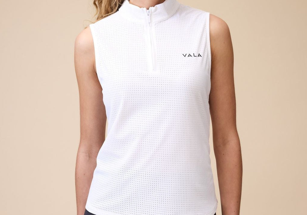 Elsa Mesh Sleeveless Zip in White - Closeup