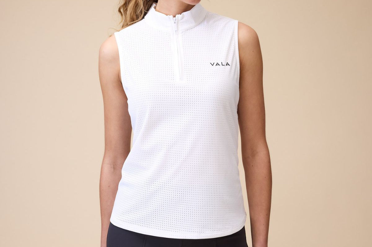 Elsa Mesh Sleeveless Zip in White - Closeup