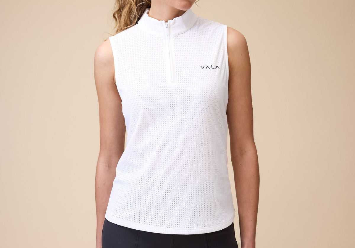 Elsa Mesh Sleeveless Zip in White - Closeup
