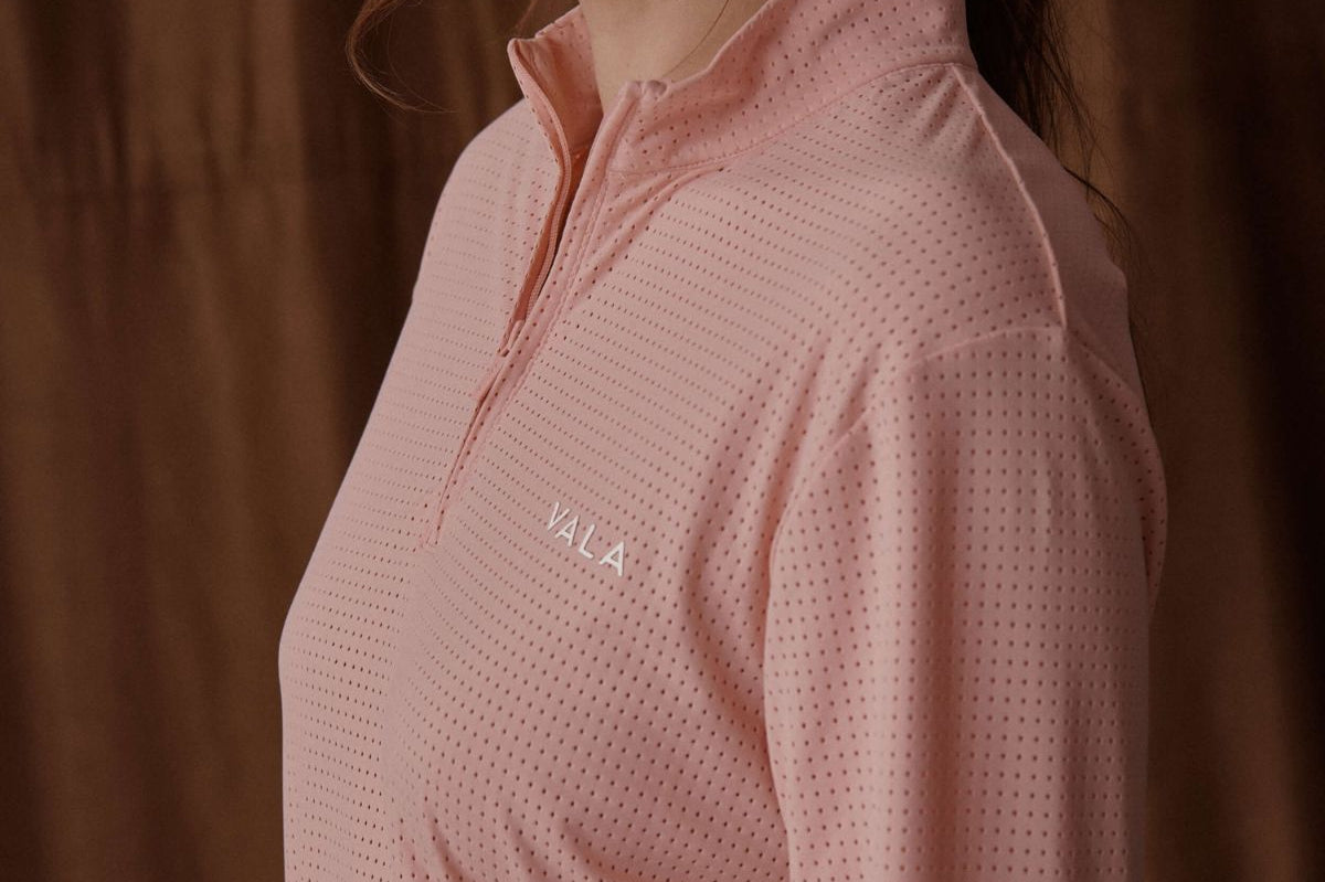 Elsa Mesh L/S Zip - Pastel pink - Side