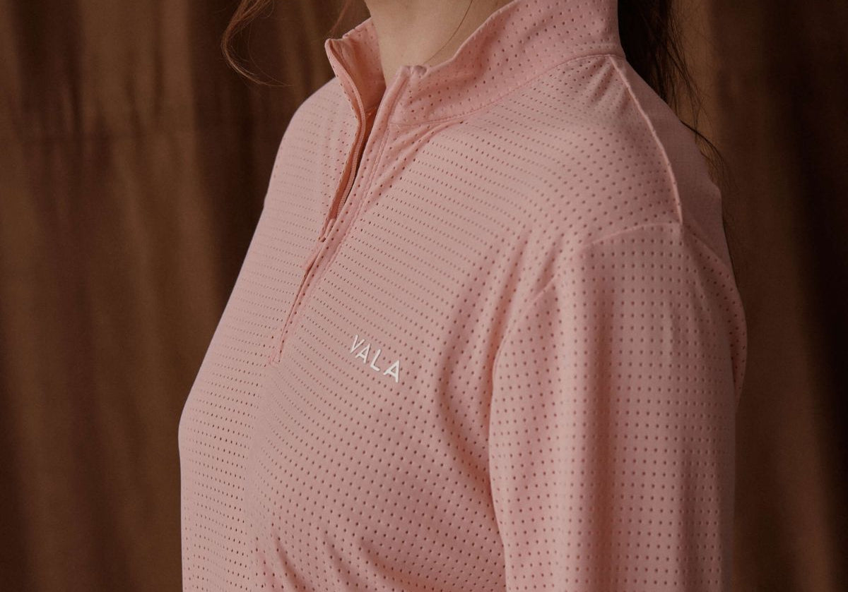 Elsa Mesh L/S Zip - Pastel pink - Side