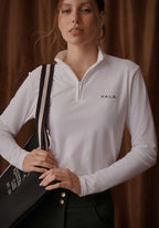 Elsa Mesh Long Sleeve Zip - White