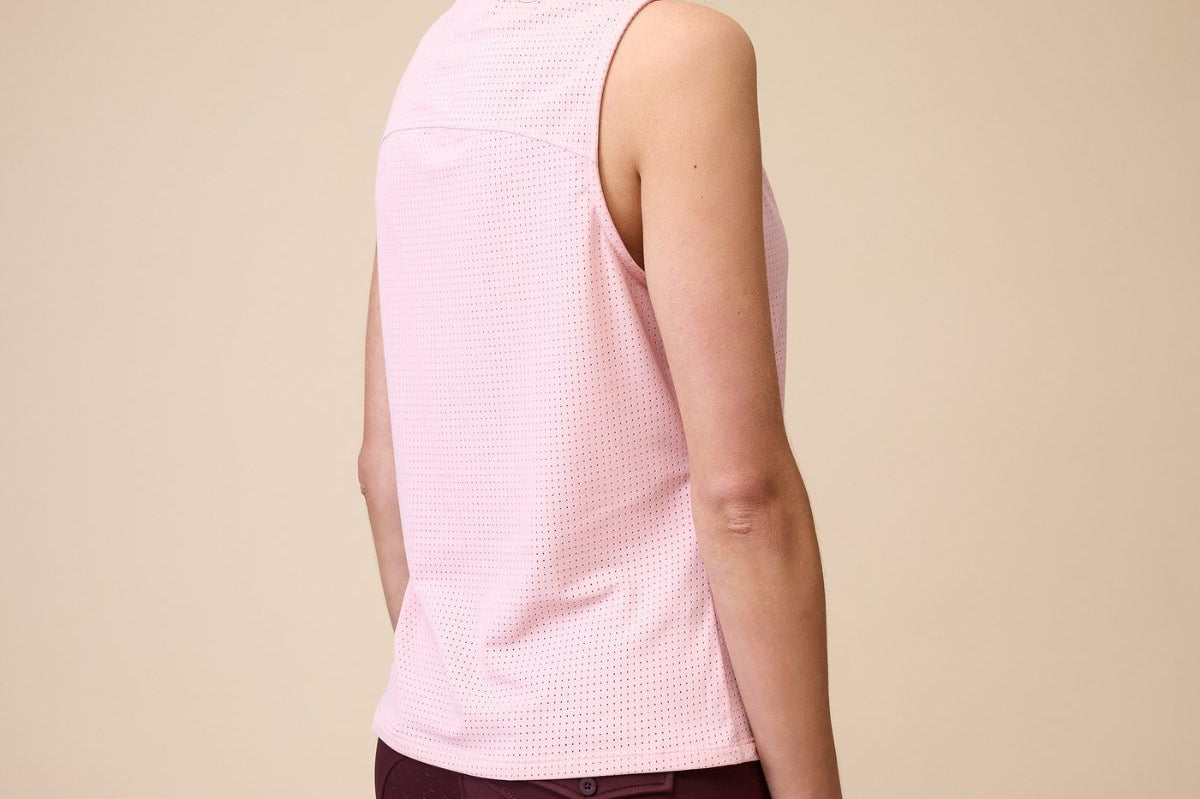The Elsa Mesh Sleeveless Zip in pastel Pink - Back