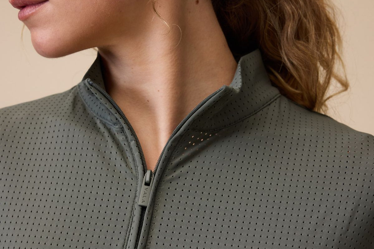  Elsa Mesh S/S Zip in Olive - Details