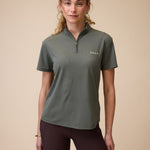  Elsa Mesh S/S Zip in Olive - Closeup