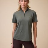  Elsa Mesh S/S Zip in Olive - Closeup
