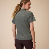  Elsa Mesh S/S Zip in Olive - Back