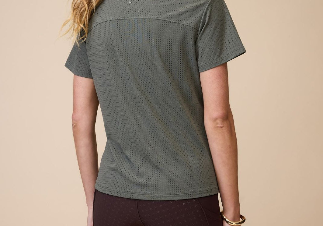  Elsa Mesh S/S Zip in Olive - Back