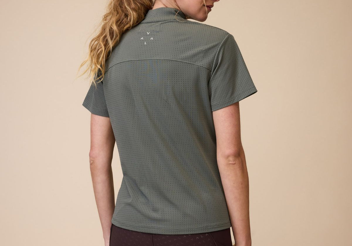  Elsa Mesh S/S Zip in Olive - Back